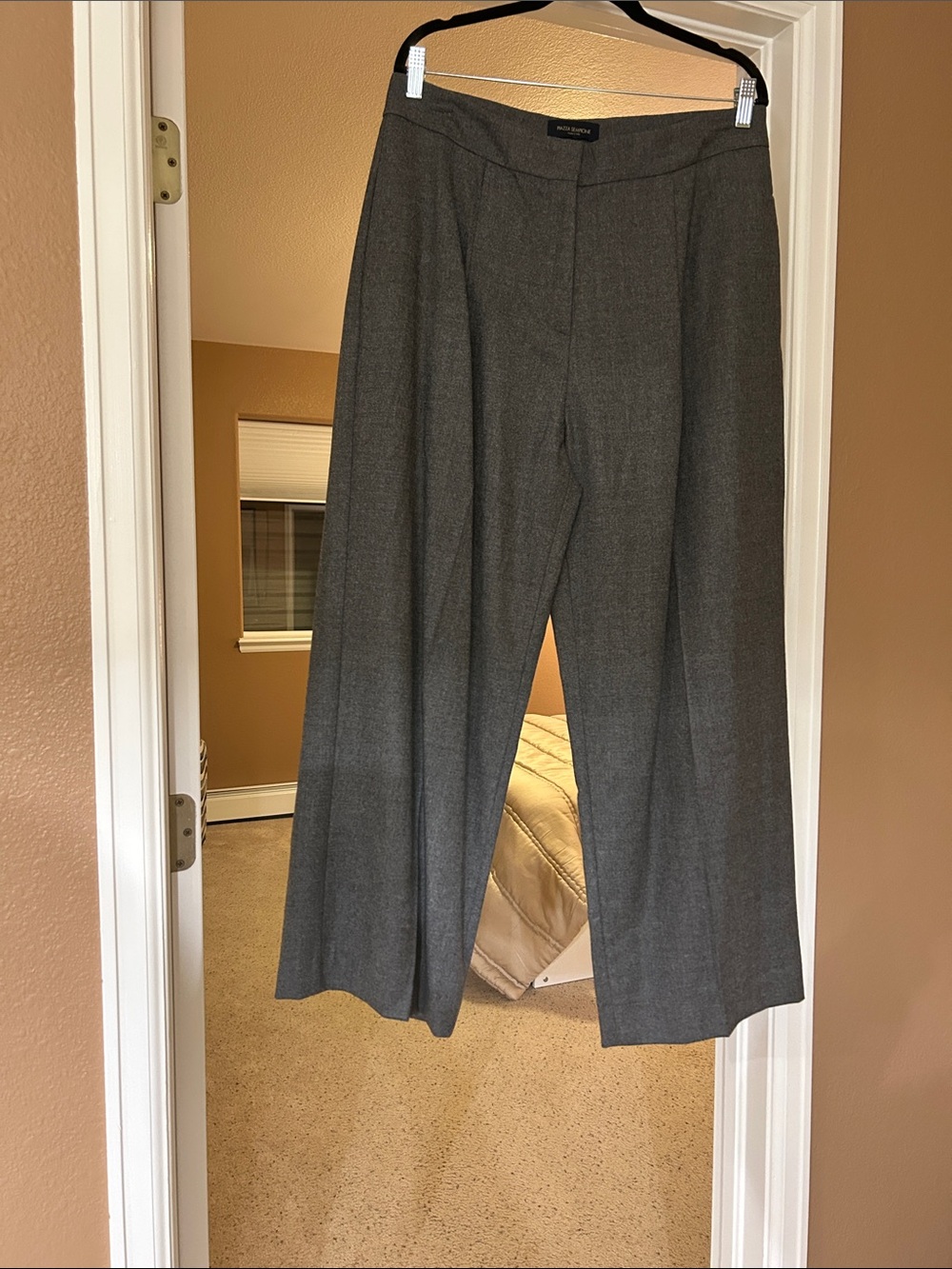 Piazza Sempione Gray Wide-Leg Dress Pants
